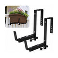 2 Pack Adjustable Window Box Brackets for Railing, Measure Before Ordering | Fits wall or railing widths 0–1.46"