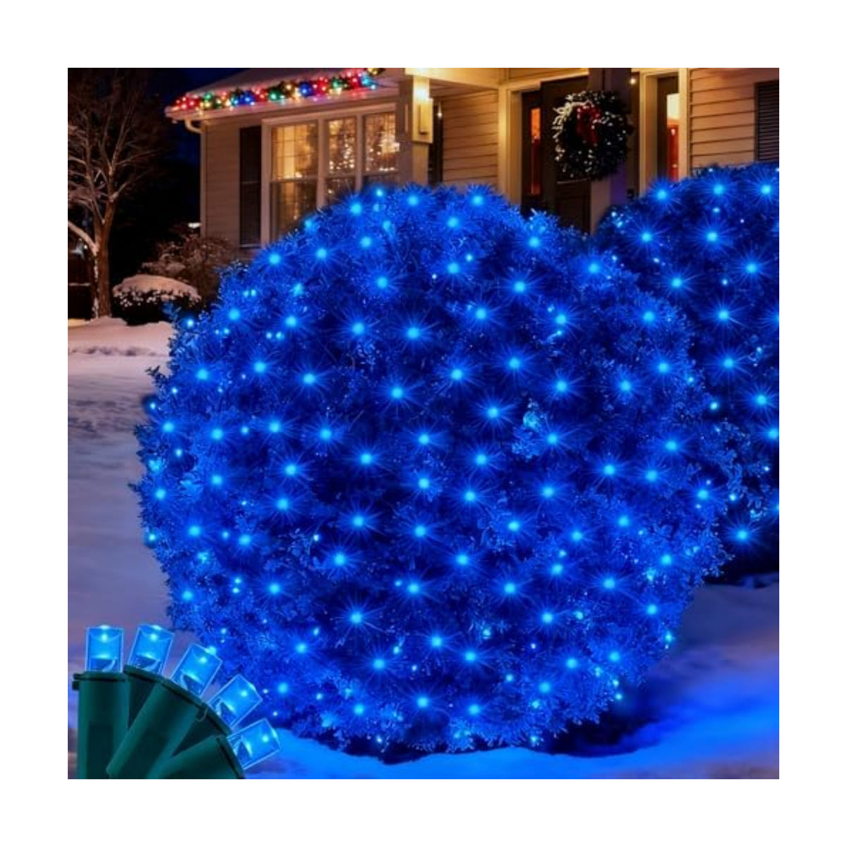 Led Christmas Net Lights for Bushes, 132LED 6FT x 6FT Connectable UL Certified Net Lights for Bushes Tree Shrubs Xmas Trunk Green Wire Christmas Decorations