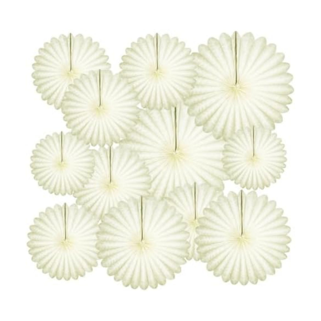 20 Pcs Cream White Hanging Paper Fan, Hanging Honeycomb Round Paper Fans for Weddings, Birthdays, Christmas, Baby Showers, Classroom, Events Ceiling Party Supplies Decorations
