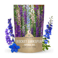 Rocket Larkspur - Imperial Mix - Bulk 1/4 Pound Pouch - 30,000 Flower Seeds for Planting - Consolida ajacis