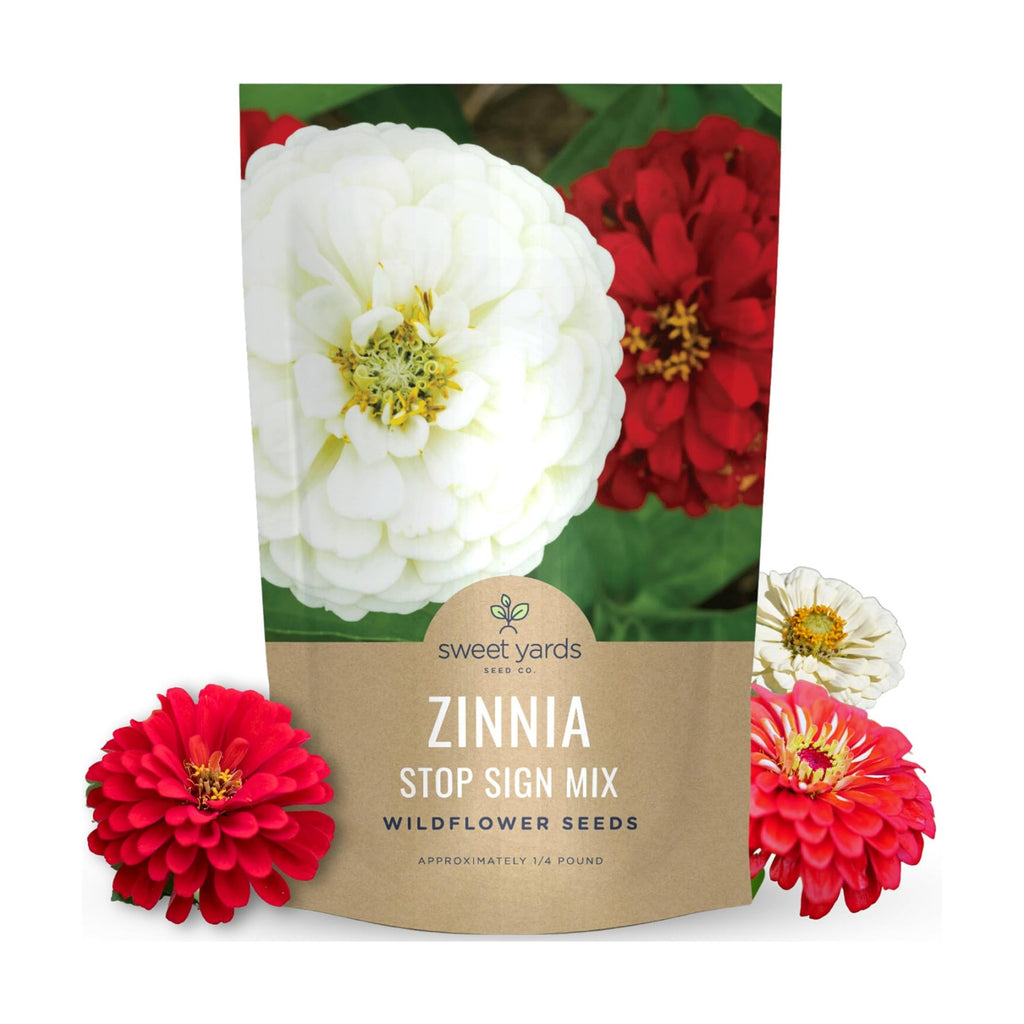 Zinnia Stop Sign Mix - Bulk 1/4 Pound Pouch - 15,000 Flower Seeds for Planting - Zinnia elegans