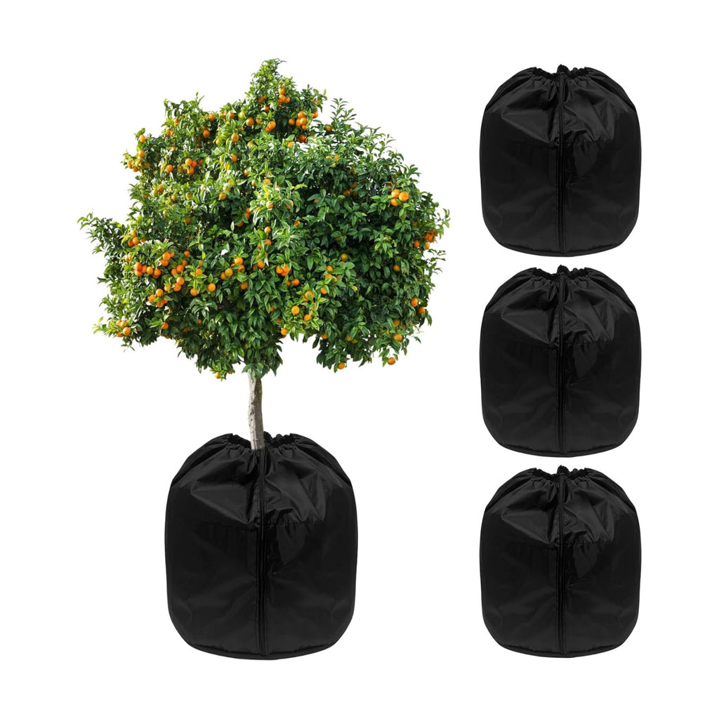 4 Pack Plant Winter Protection Pot with Drawstring and Zipper,17.7" x19.7"Plant Pot Covers,Flower Pot Protection