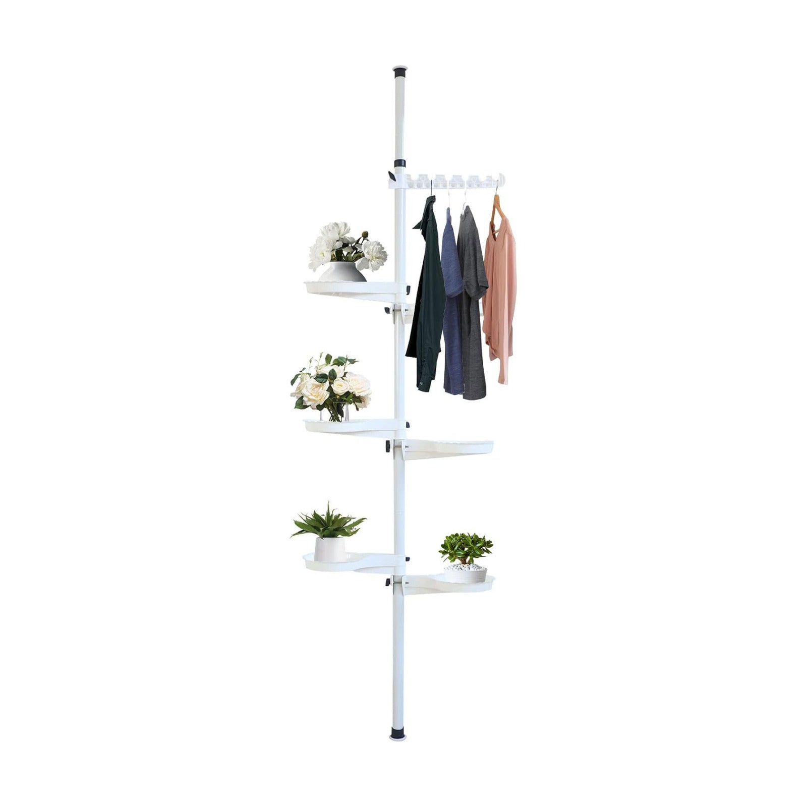 Plant Holder Pole, Tension Rod Rack Stands, Plant Decorative Display Rack, Floor to Ceiling, 7-Layer Flower Display