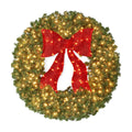 Best Choice Products 36in Large Artificial Pre-Lit Fir Christmas Wreath Holiday Accent Decoration for Door, Mantel w/Red Lighted Bow, 150 LED Lights, 300 PVC Tips, Power Plug-in