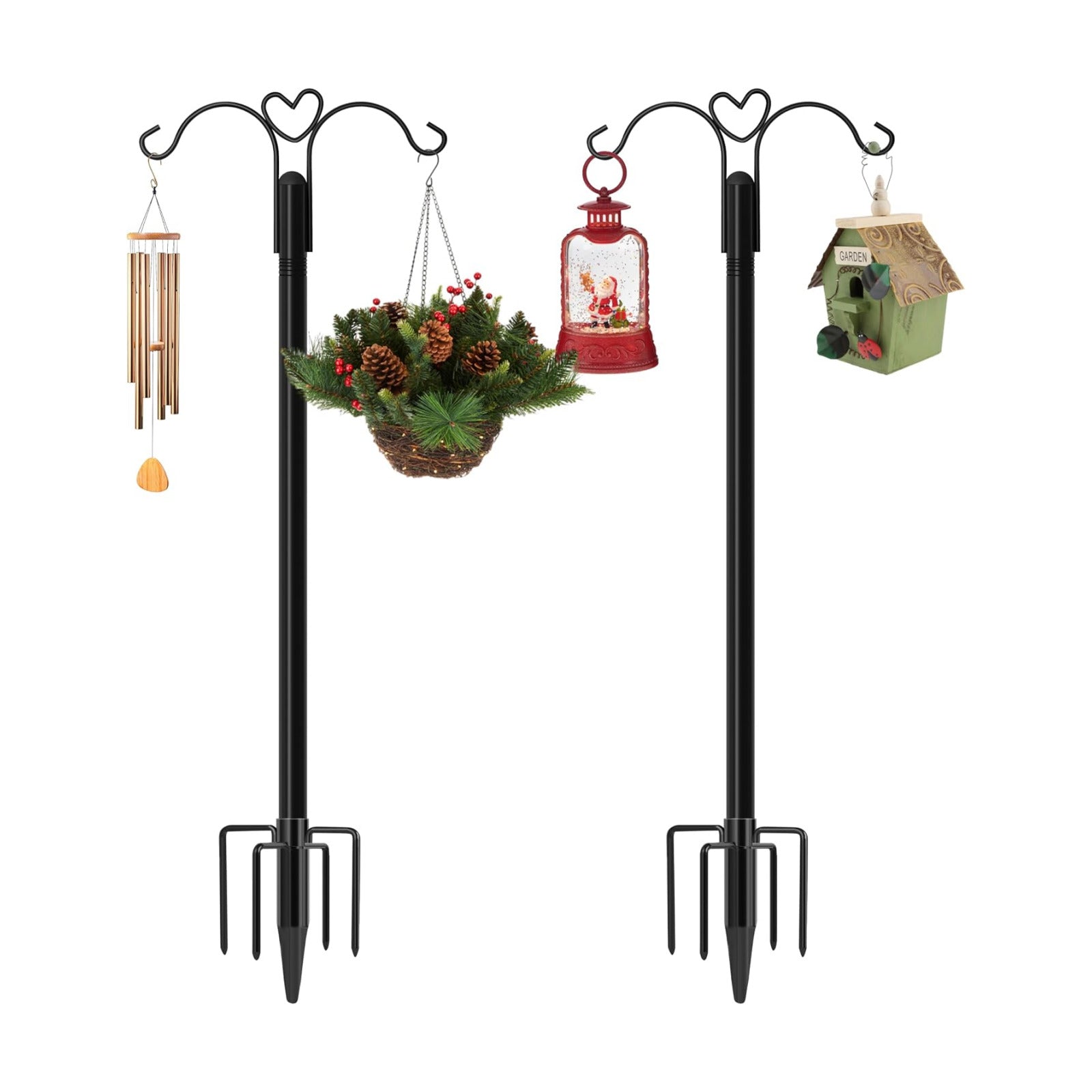 Shepherds Hooks for Outdoor, 2-Pack 92 Inch Heavy Duty Bird Feeder Pole, Garden Pole for Hanging Plants, Lantern