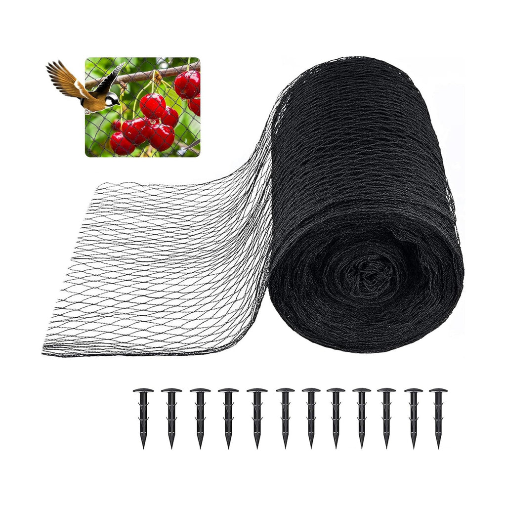 Bird Netting for Garden 28 x 30 FT, Heavy Duty 3/8" Woven Mesh Garden Netting with 12 Stakes, HDPE Anti Bird Net for