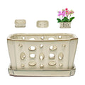 W&W Orchid Pot with Holes and Saucer for Repotting, Cream White, 9.7 Inch