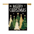 AVOIN colorlife Black Merry Christmas Trees House Flag Outside 28x40 Inch