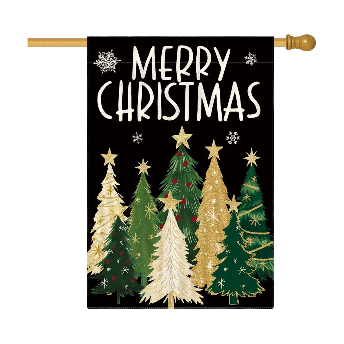 AVOIN colorlife Black Merry Christmas Trees House Flag Outside 28x40 Inch