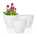 Plant Pots 12/10/9 Inch Self Watering Pots, Set of 3 Plastic Planters with Drainage Holes and Saucers,Plastic Flower