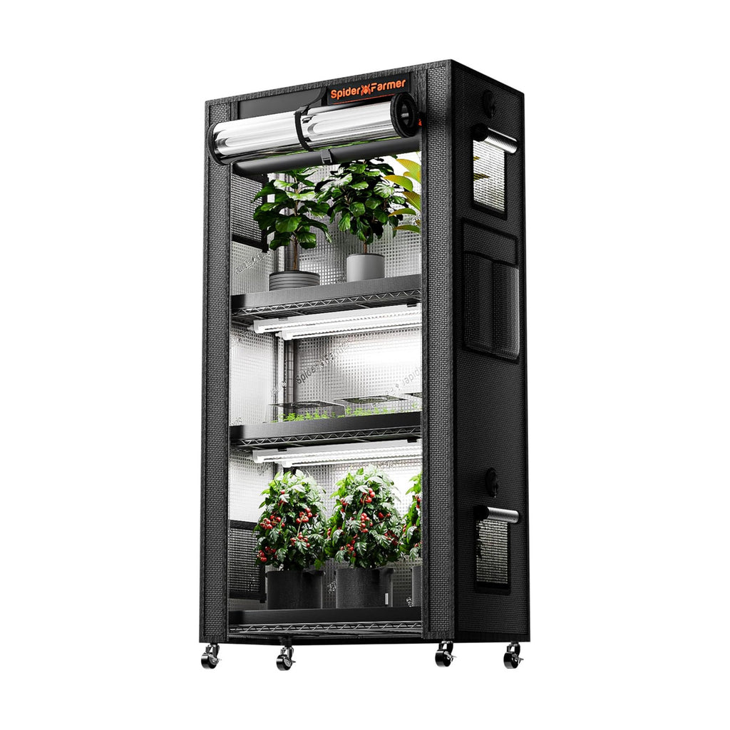 Spider Farmer 4 Tier Plant Stand with Grow Lights Indoor Greenhouse Shelf | 120W Full Spectrum LED Grow Lights, Grow