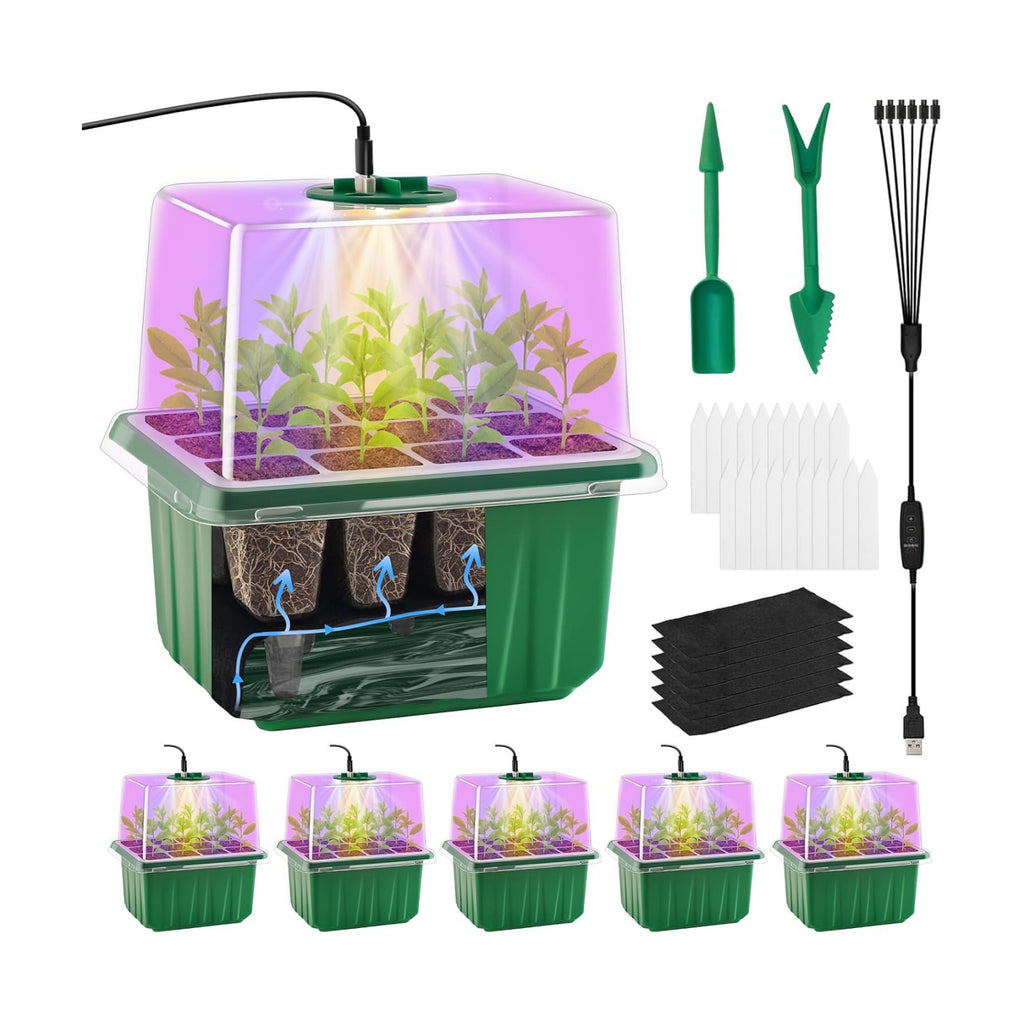 GOONMILL Self-Watering Seed Starter Tray with Timed Grow Light, 6 Packs Plant Starter Tray Seedling Starter Kit with