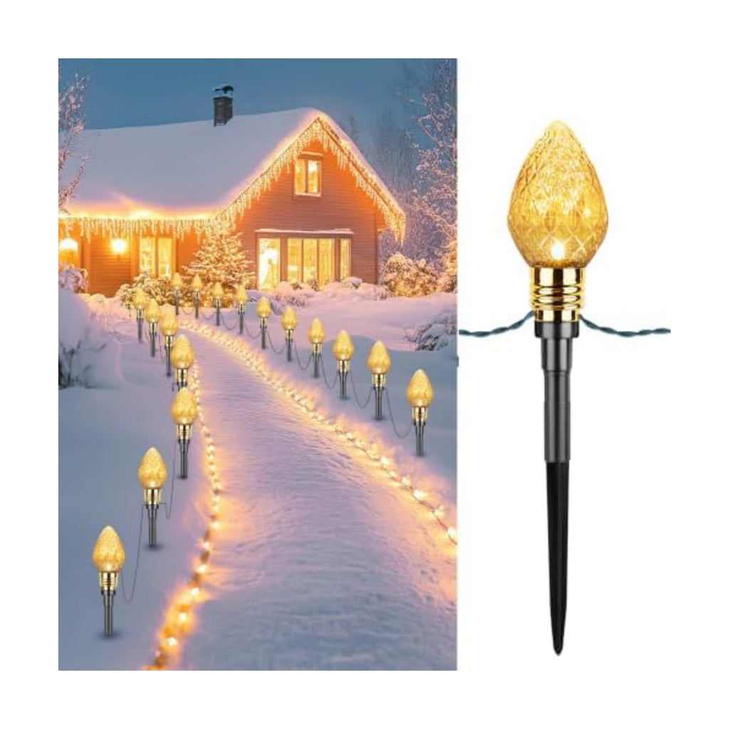 2 Pack Strawberry C9 Christmas Pathway Lights Outdoor, Total 34.8FT 20 LED