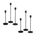 ChefBee 6PCS Black Tall Taper & Pillar Candle Candlestick Holder