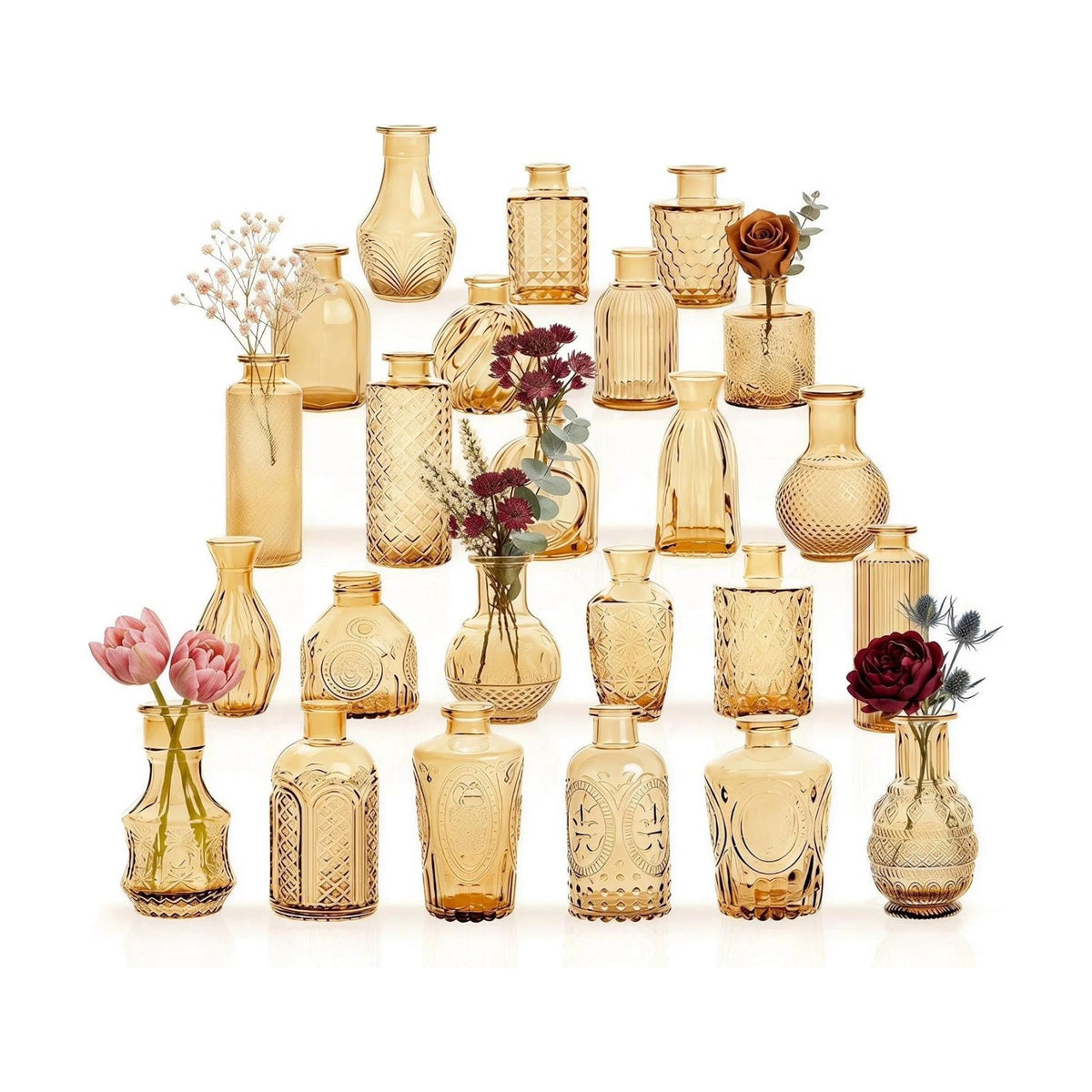 24PCS Mini Bud Vases As Wedding Centerpieces for Tables,Gold Bud Vases for Flowers,Small Flower Vases Suitable for Birthday Party,Anniversary,Wedding Reception,Baby Shower (Gold, 24PCS)