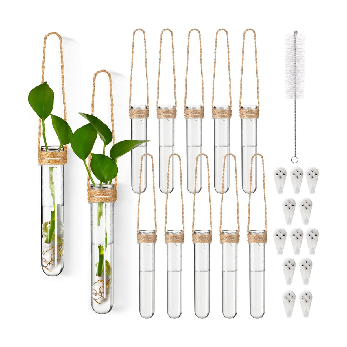 Baderke 12 Pack Plastic Hanging Propagation Station Tubes, Natural Color