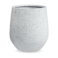 KUTE NEST 12.5"H x 11.5"D Premium Corso Fiberstone Planter - Speckled White | 9" Pot Opening, Ribbed, Included 2 Extra