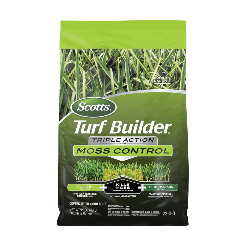Scotts Turf Builder Triple Action for Moss Control, 20 lbs. | Moss Killer and Lawn Fertilizer, Covers Up to 4,000 sq.