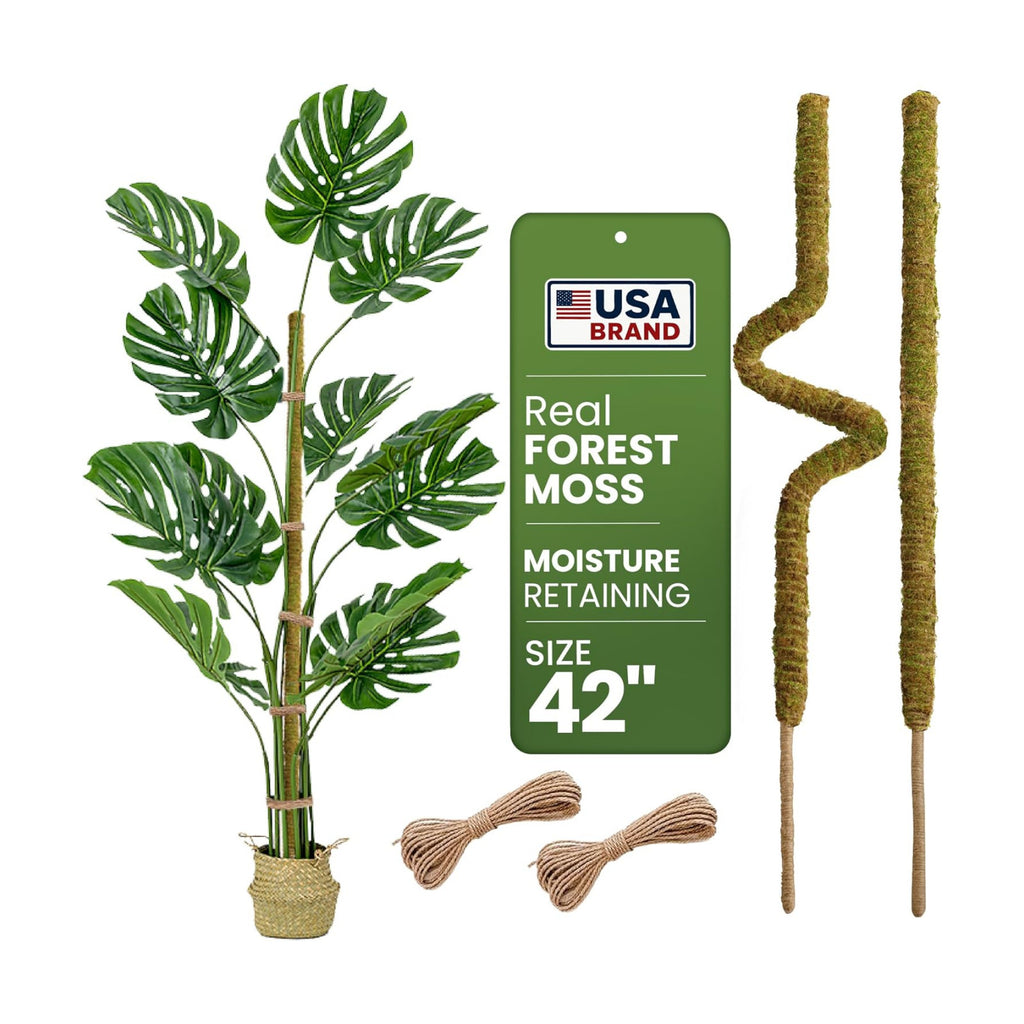 2pcs 42'' Real Forest Moss Pole Monstera Plant Support -Moisture Retaining
