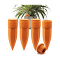 Terracotta Watering Spikes with Lids, Medium 4 Pack | Self watering spikes for indoor or outdoor plants; ideal for