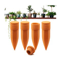 Terracotta Watering Spikes with Lids, Small 4 Pack | Self watering spikes for indoor or outdoor plants; ideal for 4"–6"