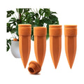 Terracotta Watering Spikes with Lids, Large 4 Pack | Self watering spikes for indoor or outdoor plants; ideal for