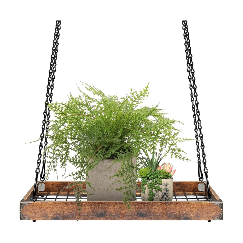 Plant Hanger Indoor Outdoor, 16" Large Hanging Planters for Indoor Plants | Hanging Plant Holder Wood Metal Hanging