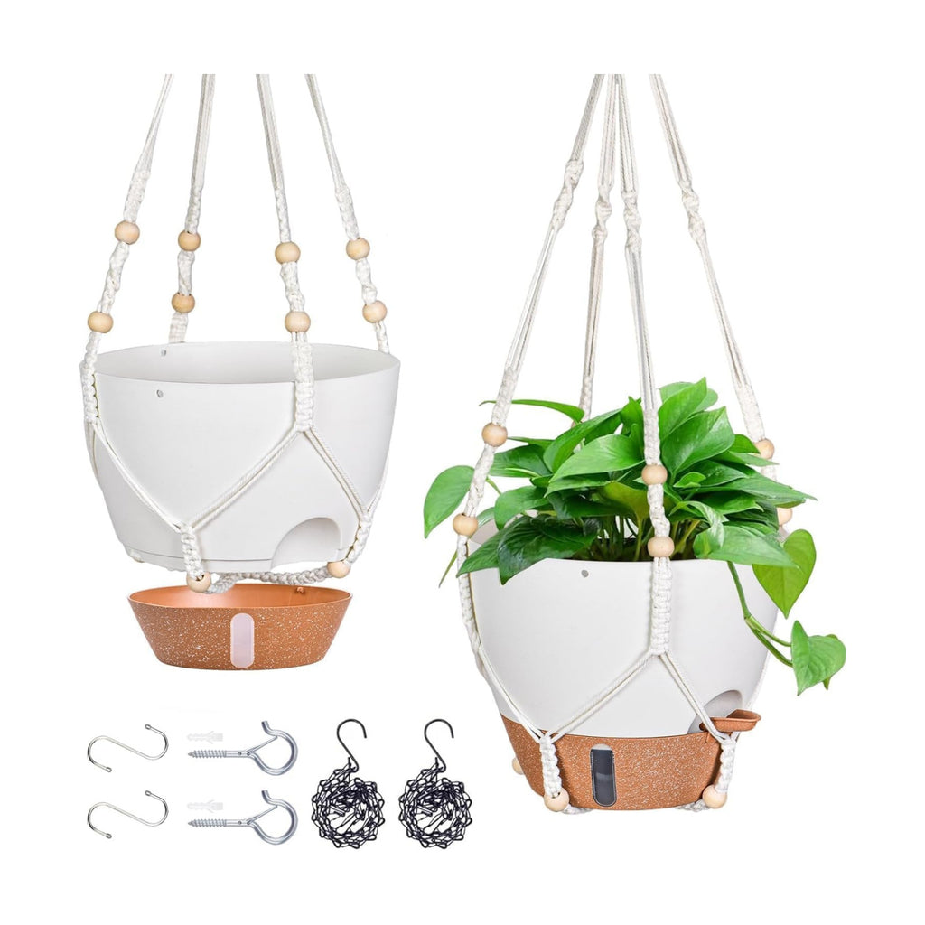 10 Inch Self Watering Hanging Planters for Indoor Outdoor Plants, 2 Pack | Hanging Baskets Flower Pots with Drainage