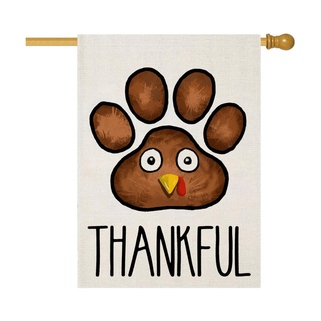 Thanksgiving Turkey Paw House Flags for Outdoor 28x40 Inch Double Sided