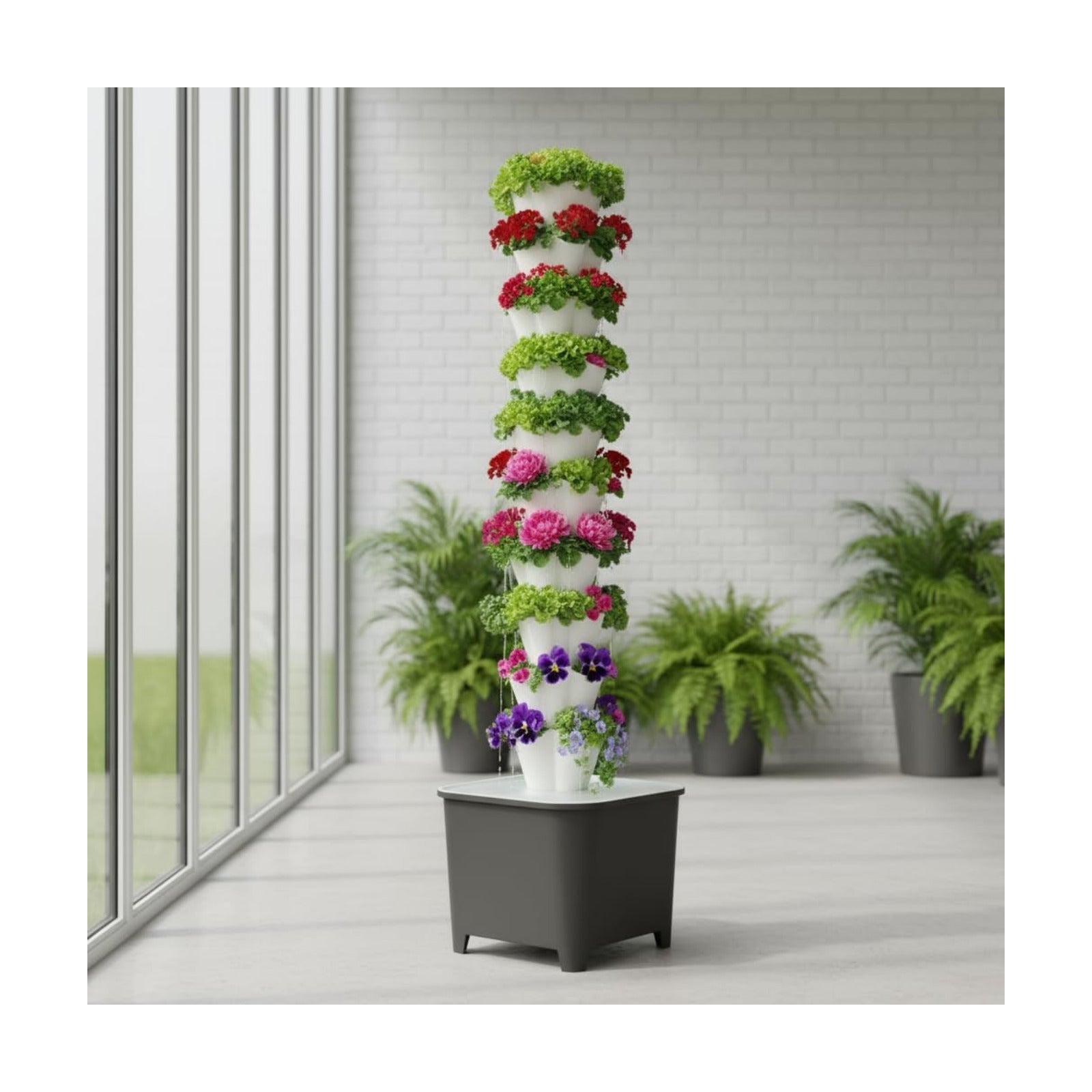 TIRUSSS Hydroponic Growing System Kit, Aeroponic Tower 50 Hole Garden Vertical Vegetable Planting System with Pump and