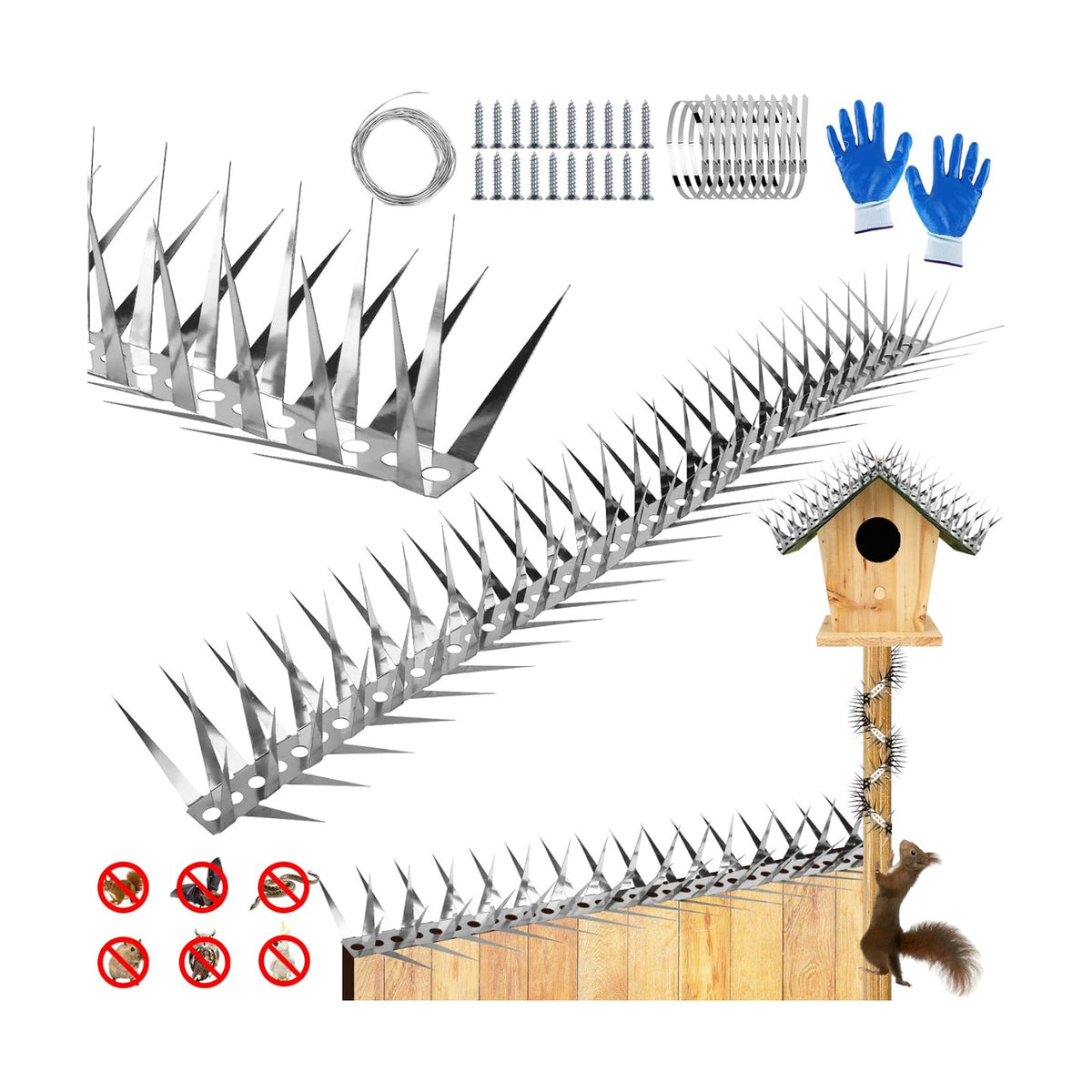 Bird Spikes 13 FT Anti Climb Spikes Stainless Steel Bird Squirrel Deterrent