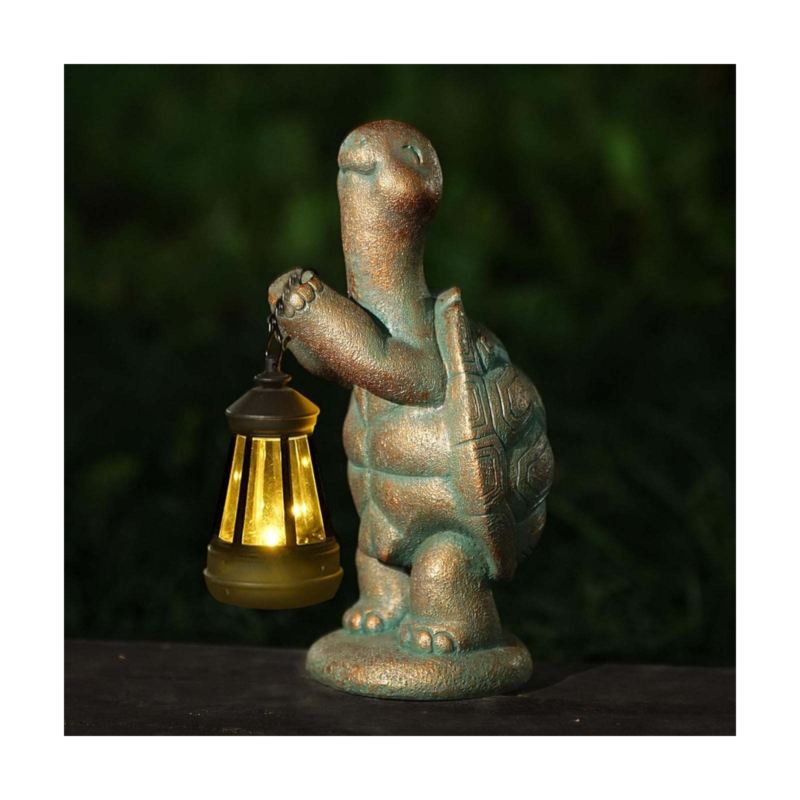 Turtle Solar Powered Outdoor Garden Statue, Resin Statue with Solar Light Lantern, Decorative Lawn, Yard Outdoor Turtle