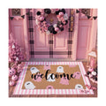 Tinideya 2 Pcs Halloween Ghost Layered Doormat Set, Pink White