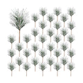 Artificial Green Pine Needles Branches, 50 PCS Small Pine Twigs Stems Picks, Fake Greenery Pine Picks for Christmas Garland, Wreath, Home Holiday Decoration (50, Green White)