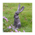 DiliComing Bunny Garden Decor 11 Inch Brown Resin Rabbit Outdoor Statue | Animals Yard Decorations, Cute Cheeky Bunny