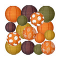 Bencailor 16 Pcs Fall Paper Lanterns Fall Party Paper Lanterns Thanksgiving Dark Orange Pumpkin Round Thankful Maple Leaves Hanging Party Decorations for Autumn Harvest Outdoor Decor