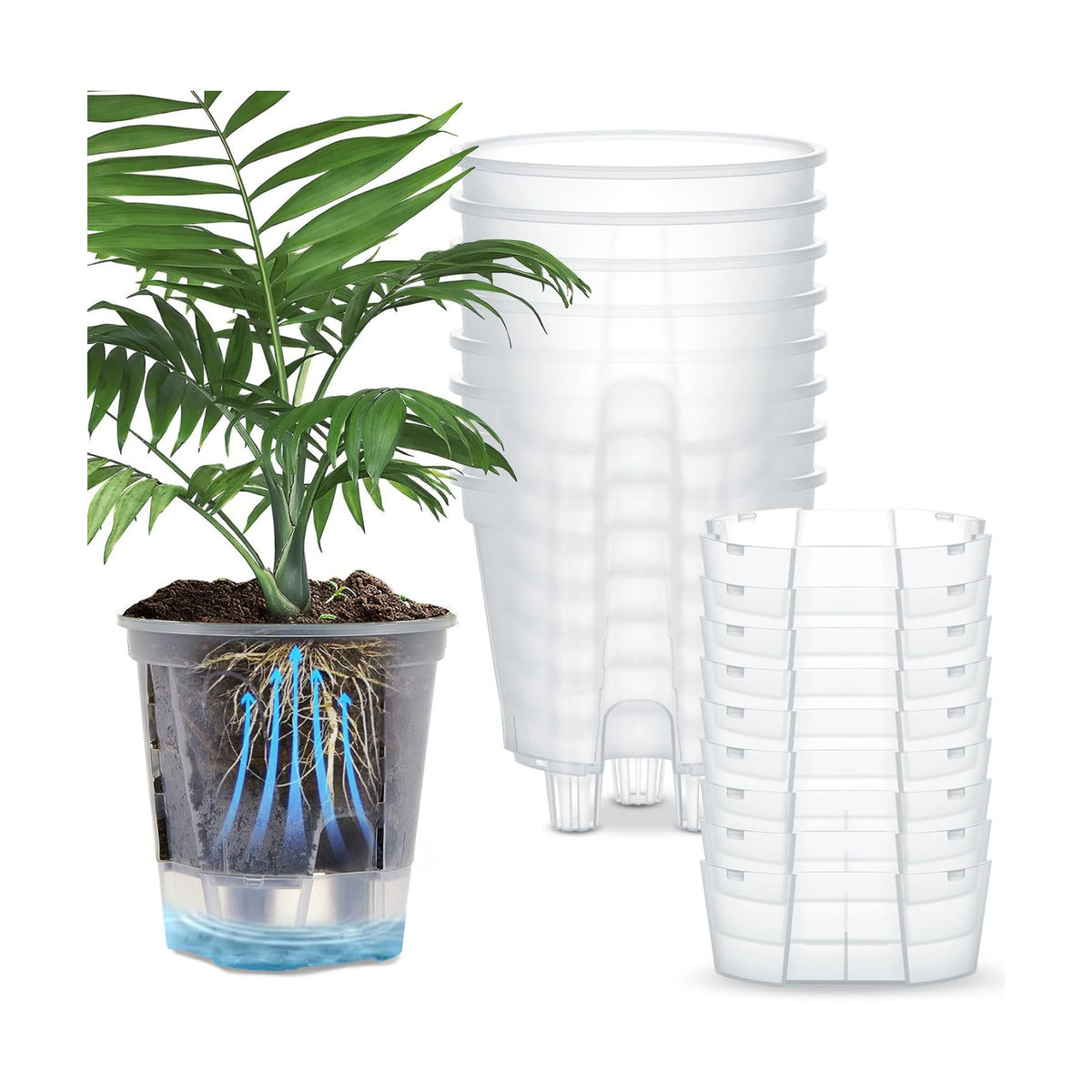 Wonderjune Self Watering Planter, 5.91'', Clear, 9 Pcs
