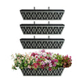 4 Pack 24 Inch Window Boxes Planters Railing Planter Box with Adjustable Brackets & Non-Woven Fabric Plant Grow Bags