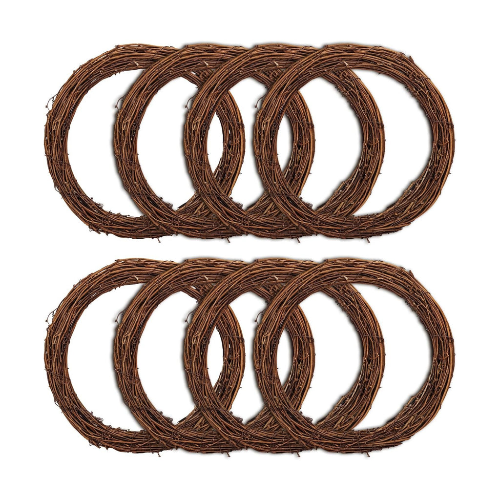 8 PCS Natural Grapevine Wreaths - 10 Inch Beautiful Vine Branch Wreath, Rattan Wreath, Grapevines Wreath Bulk, Ideal for DIY Crafts and Christmas Decorations, Ideal for Outdoor and Indoor Use