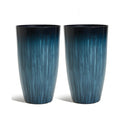 Worth Garden 20" H. Large Plastic Planters - Set of 2 Gradient Blue Glossy Smooth Finish - Tall Plant Pots for Indoor &
