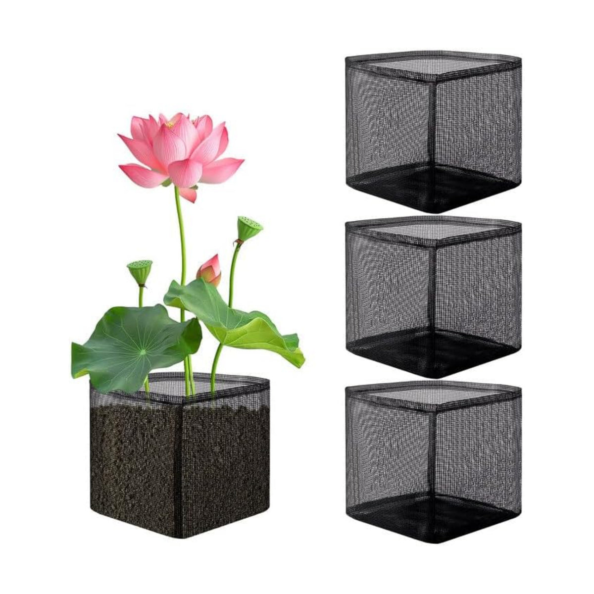 4 Pcs Aquatic Pond Planting Bags, Reusable Mesh Water Garden Pond Plant Pot