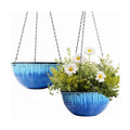 2 Pack 10 Inch Glazed Hanging Planters, Hanging Baskets with Drainage Hole | Ceramic Look, Hanging Flower Pots for