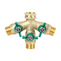 Full Flow 3-Way Garden Hose Splitter, Solid Brass High Volume 3 Way Hose Splitter Valve with Metal Handle, Heavy Duty
