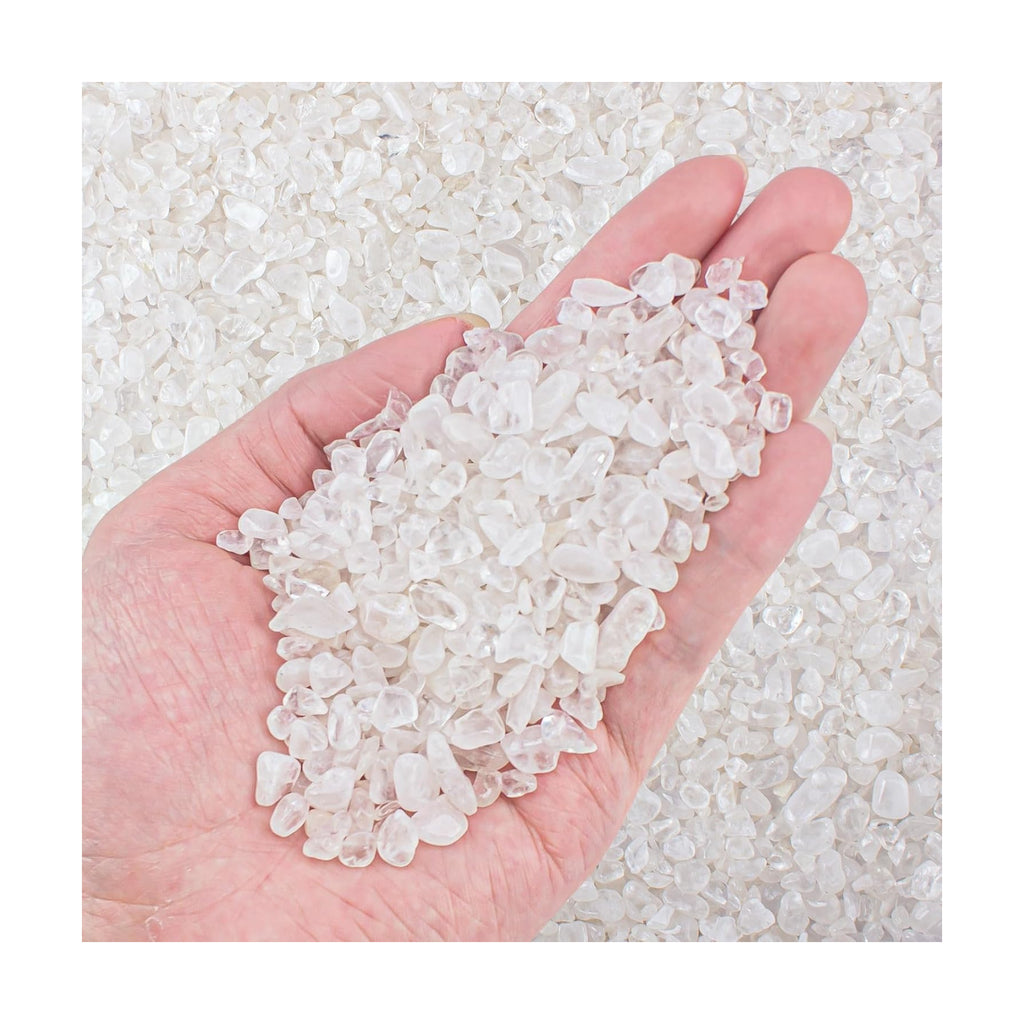 Small Clear Quartz Crystal Chips Aquarium Gravel Rocks Pebbles 3 Lb, Irregular Shaped Fish Tank Rocks Landscaping