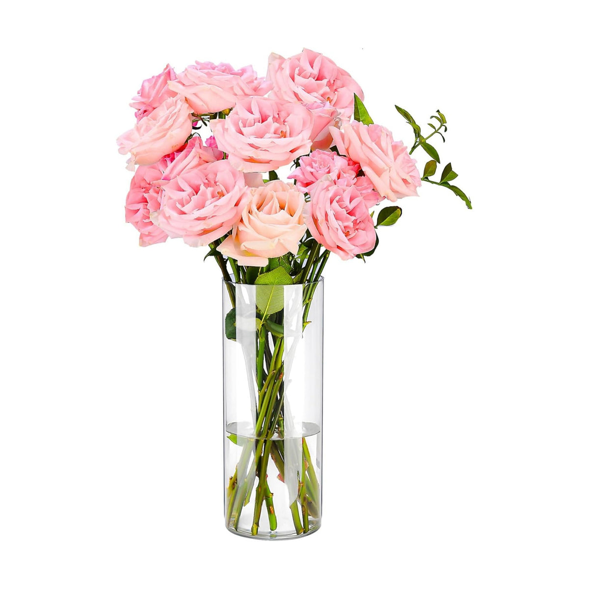 Clear Flower Vase, Non-breakable Vases, 4" W x 16" H, Acrylic Vase, Aesthetic Room Decor Cylindrical Modern Flower Vases for Table Centerpiece, Home Decor, Women Floral Arrangement Gift