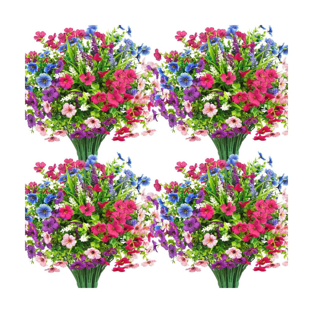 20 Bundles Artificial Flowers for Outdoors Fake Plants, Mixed