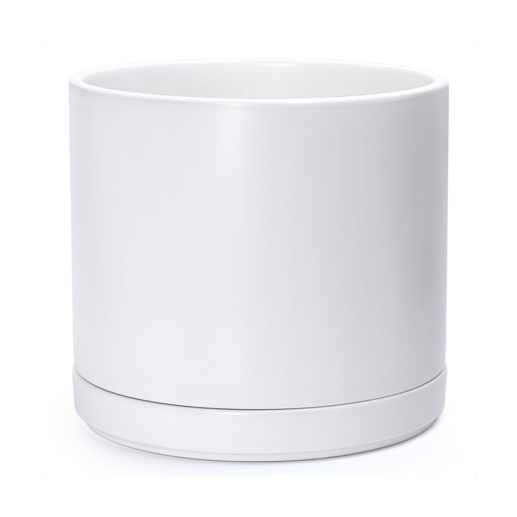 D'vine Dev 14 Inch Ceramic Planter Pot, White, 94-O-G-1