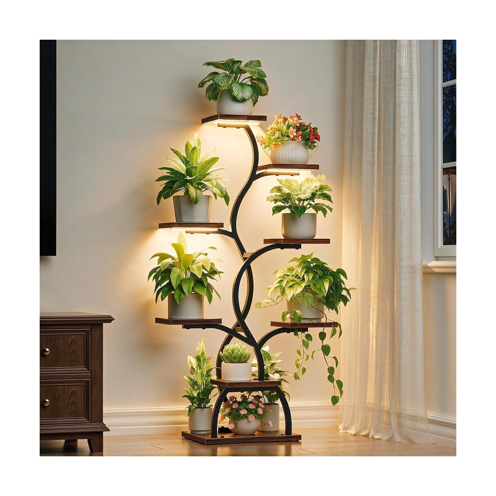 Plant Stand Indoor with Grow Light - 8 Tiered Corner Plant Shelf Indoor | 49" Plant Holder with Lights for Indoor