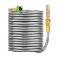 UNCO- Stainless Steel Metal Hose with 4 Function Brass Nozzle, 50 ft, No Kink, Metal Garden Hose