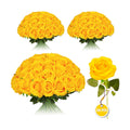 50PCS Artificial Silk Roses in Bulk & Bouquet Long Stem – Realistic Fake Roses for Wedding Centerpieces, Home Decor, Floral Arrangements, Party Decoration (Yellow)
